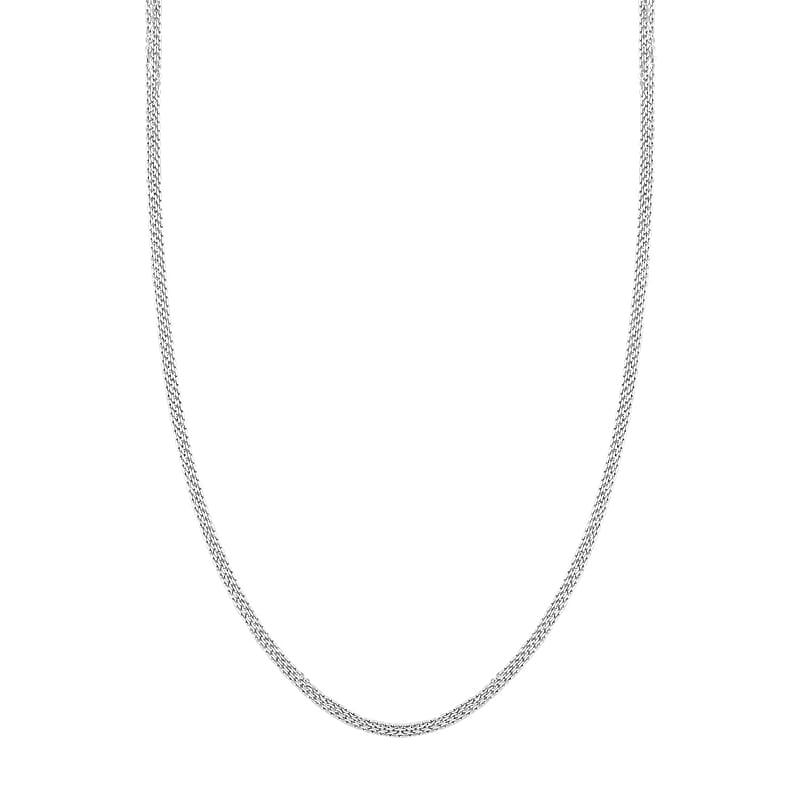 Italian Sterling Silver Brillantina 3 Layer Chain Necklace 18 Inches 6 Grams