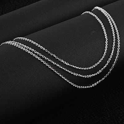Italian Sterling Silver Brillantina 3 Layer Chain Necklace 18 Inches 6 Grams