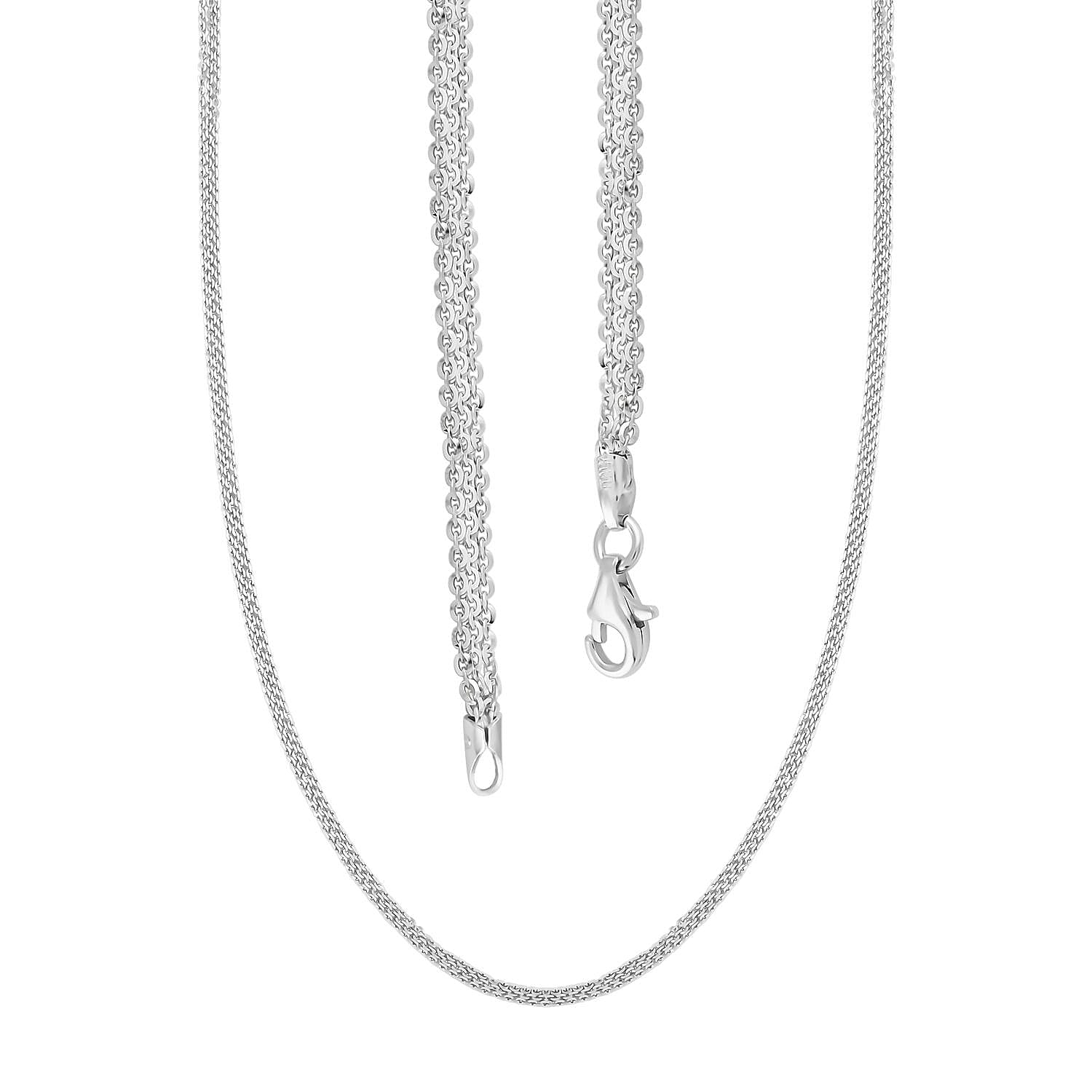 Italian Sterling Silver Brillantina 3 Layer Chain Necklace 18 Inches 6 Grams