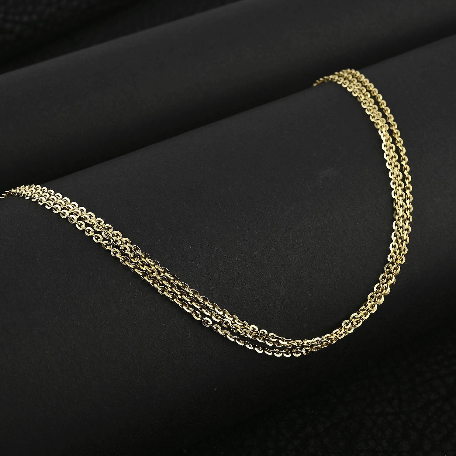 Italian 14K Yellow Gold Over Sterling Silver Brillantina 3 Layer Chain Necklace 18 Inches 6 Grams