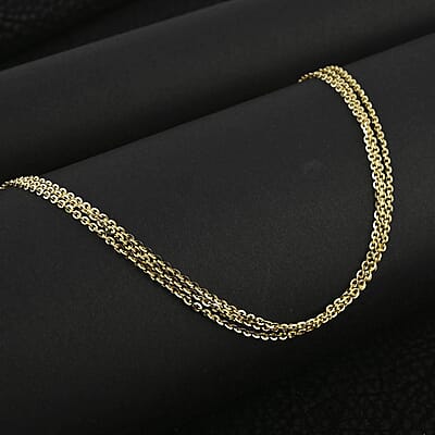 Italian 14K Yellow Gold Over Sterling Silver Brillantina 3 Layer Chain Necklace 18 Inches 6 Grams