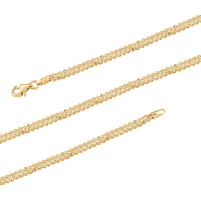 Italian 14K Yellow Gold Over Sterling Silver Brillantina 3 Layer Chain Necklace 18 Inches 6 Grams