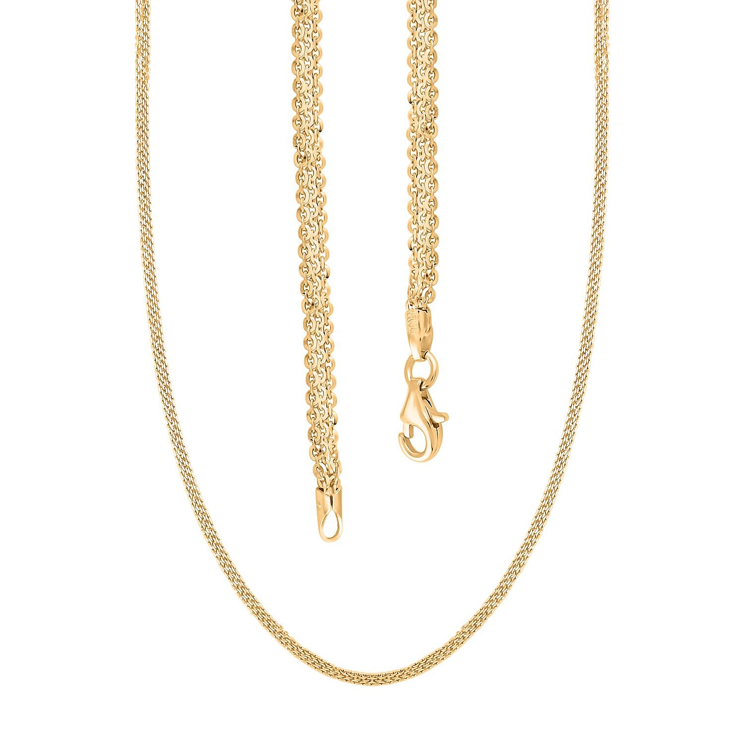 Italian 14K Yellow Gold Over Sterling Silver Brillantina 3 Layer Chain Necklace 18 Inches 6 Grams