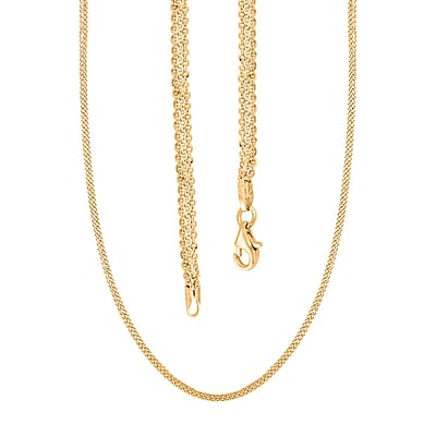 Italian 14K Yellow Gold Over Sterling Silver Brillantina 3 Layer Chain Necklace 18 Inches 6 Grams