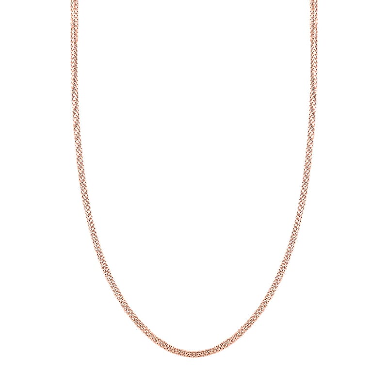 Italian 14K Rose Gold Over Sterling Silver Brillantina 3 Layer Chain Necklace 18 Inches 6 Grams