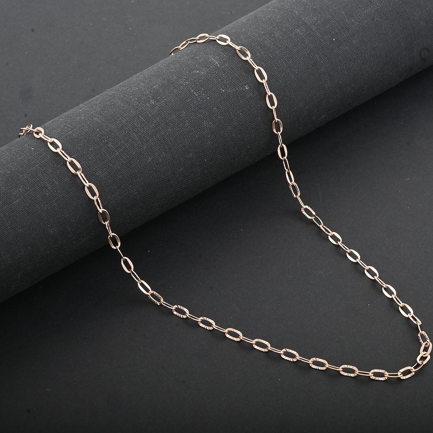 Italian 14K Rose Gold Over Sterling Silver Drop Star Chain Necklace 18 Inches 4.25 Grams