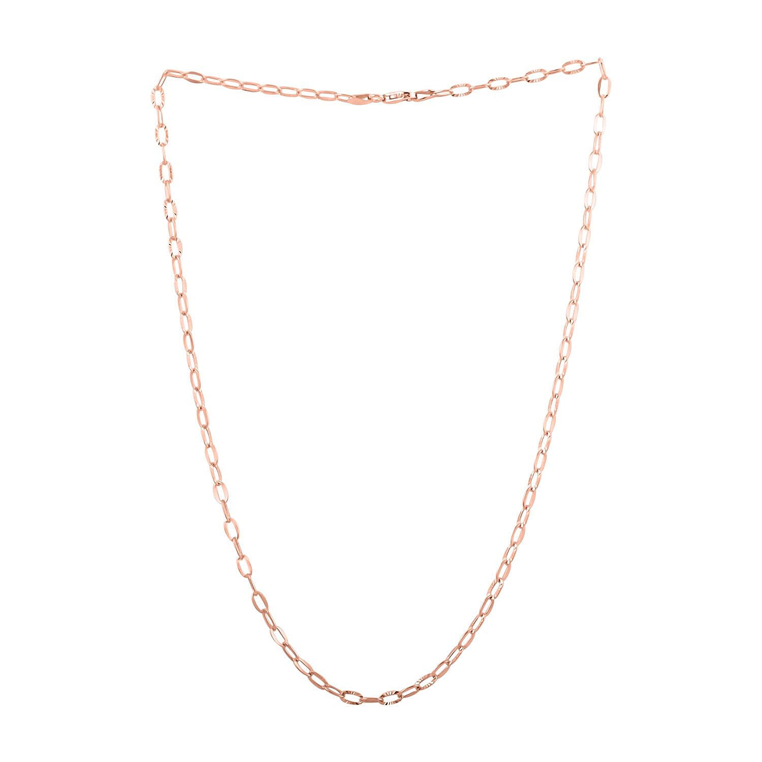 Italian 14K Rose Gold Over Sterling Silver Drop Star Chain Necklace 18 Inches 4.25 Grams