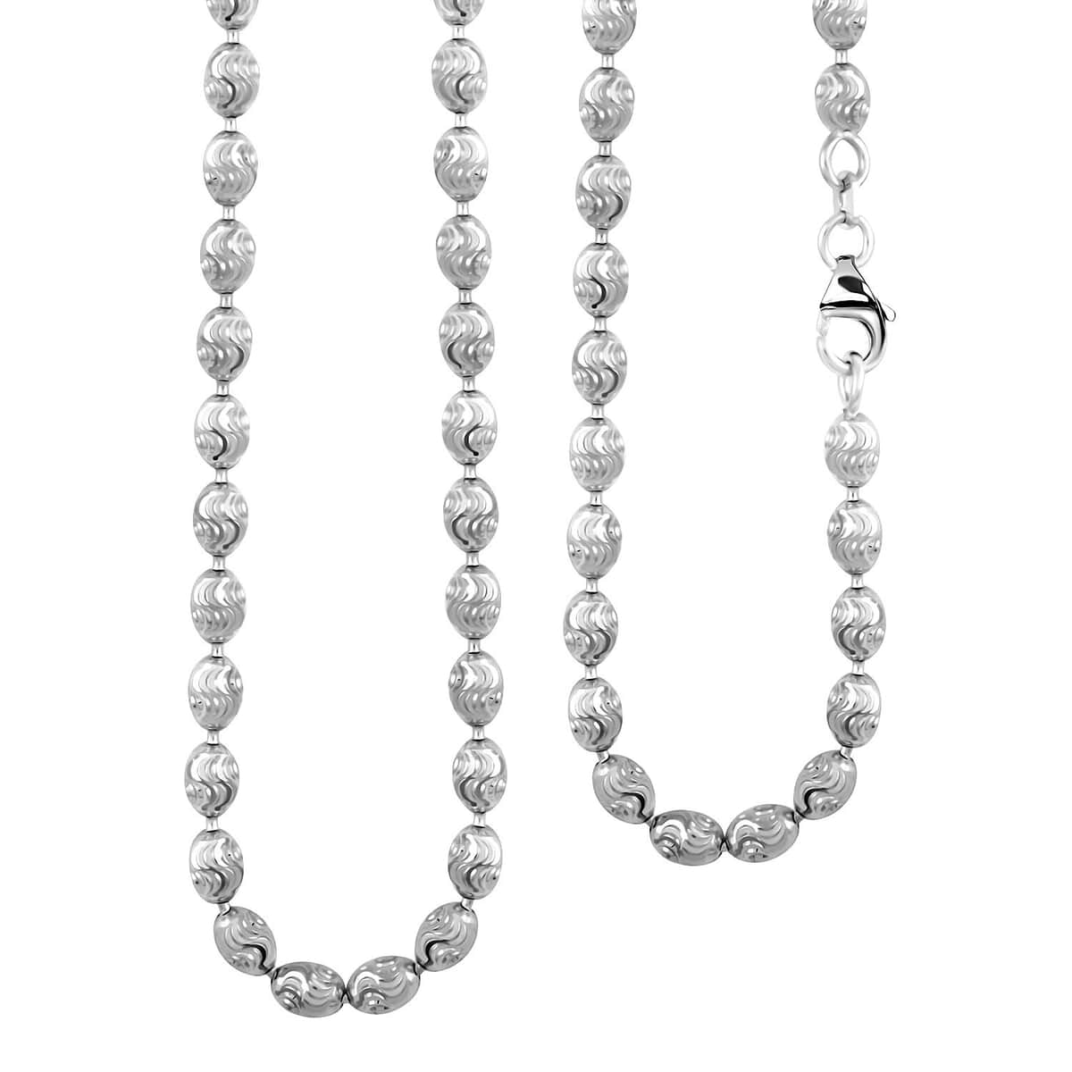 Italian Chicco Chain Necklace in Rhodium Over Sterling Silver 12.21 Grams 18 Inches image number 0