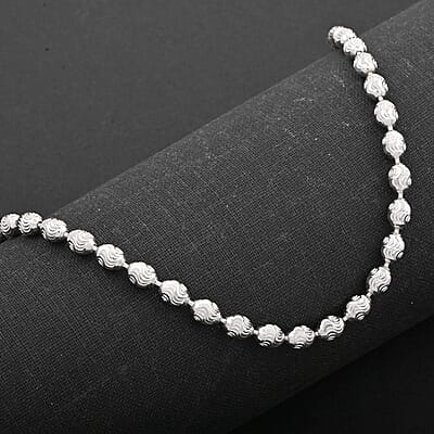 Italian Chicco Chain Necklace in Rhodium Over Sterling Silver 12.21 Grams 18 Inches