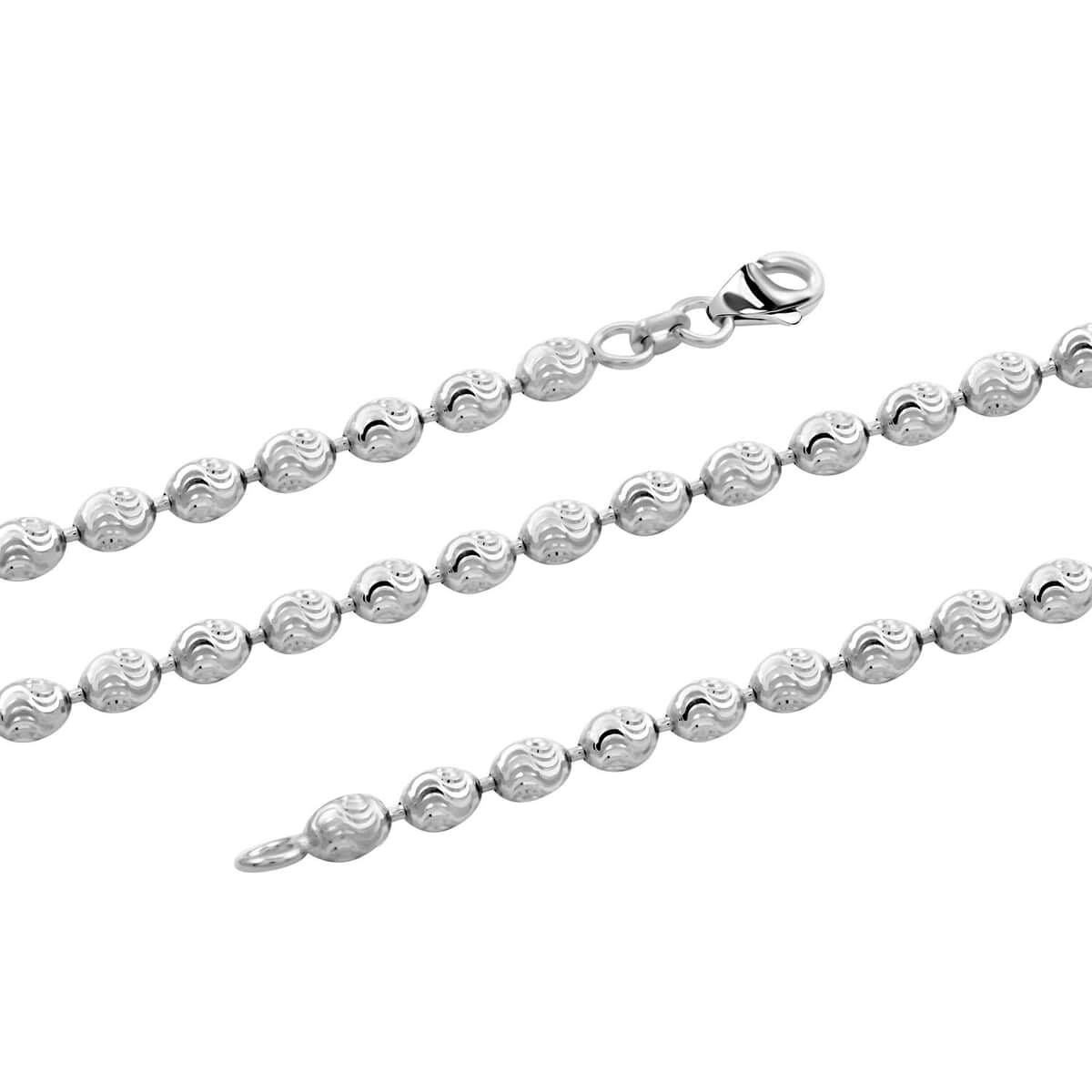 Italian Chicco Chain Necklace in Rhodium Over Sterling Silver 12.21 Grams 18 Inches image number 3