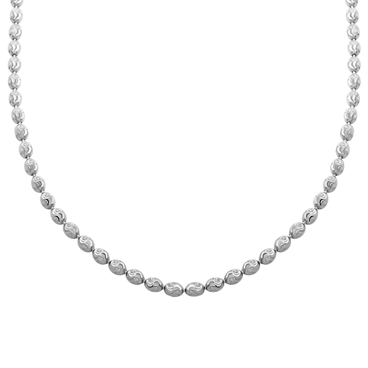 Italian Chicco Chain Necklace in Rhodium Over Sterling Silver 12.21 Grams 18 Inches image number 4