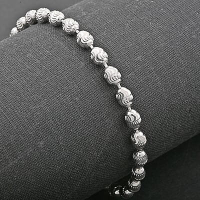 Italian Chicco Chain Bracelet in Rhodium Over Sterling Silver (7.50 In) 5.30 Grams