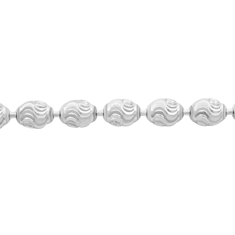 Italian Chicco Chain Bracelet in Rhodium Over Sterling Silver (7.50 In) 5.30 Grams