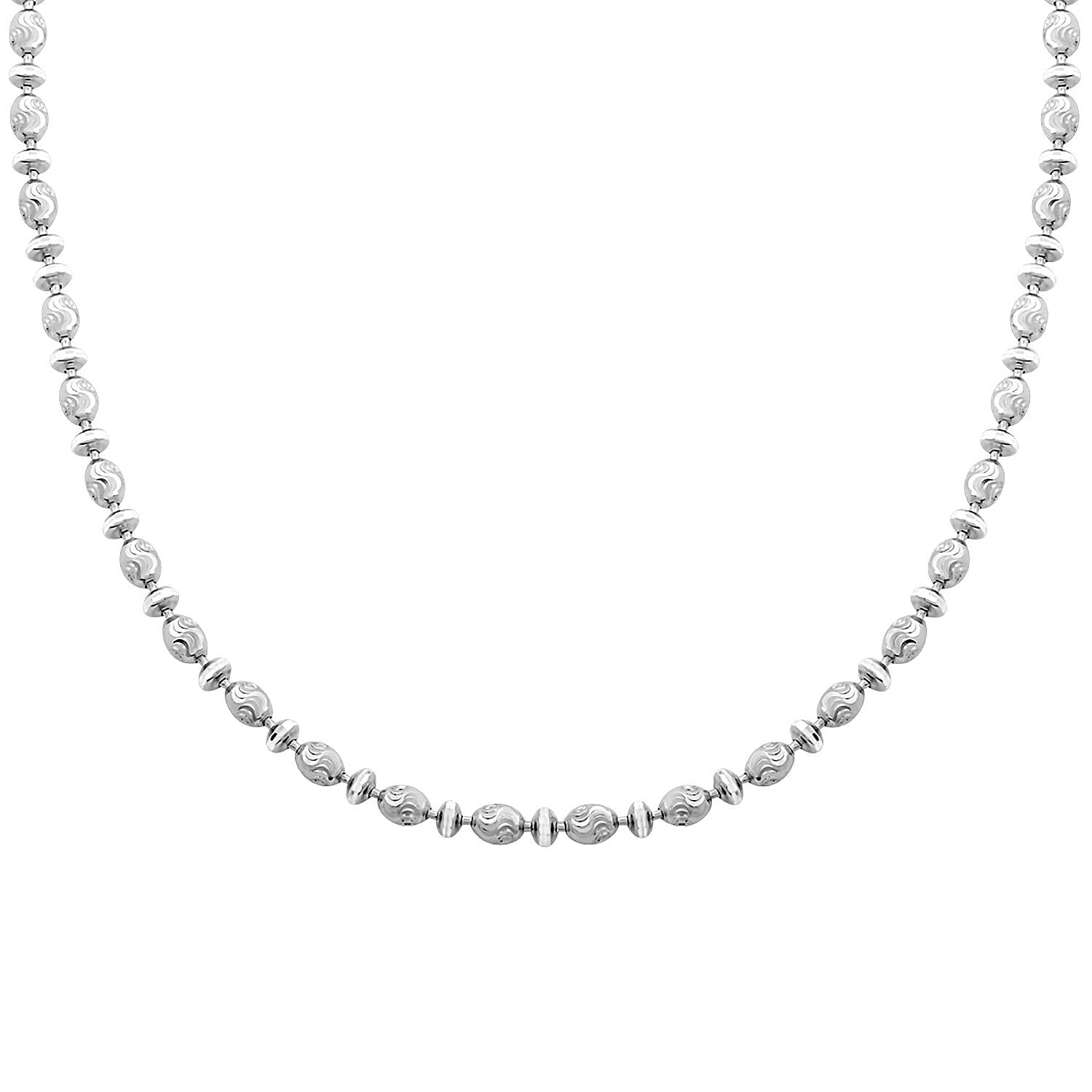 Italian Rhodium Over Sterling Silver Diamond-cut Saturno Chain Necklace 18 Inches 12.1 Grams