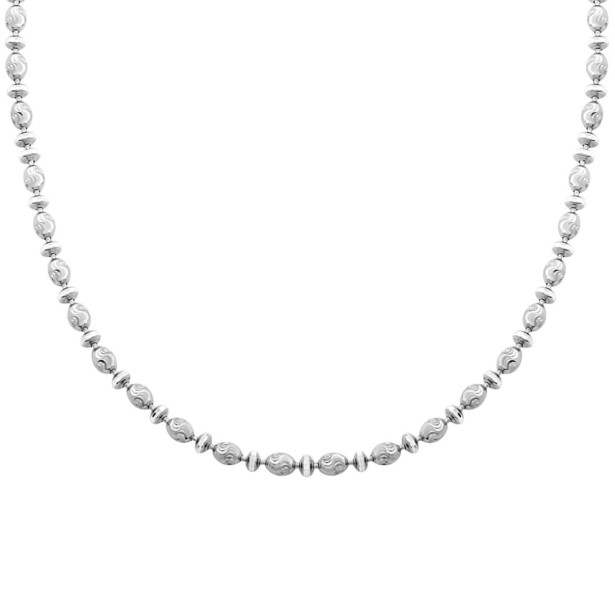 Italian Rhodium Over Sterling Silver Diamond-cut Saturno Chain Necklace 18 Inches 12.1 Grams image number 0