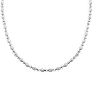 Italian Rhodium Over Sterling Silver Diamond-cut Saturno Chain Necklace 18 Inches 12.1 Grams