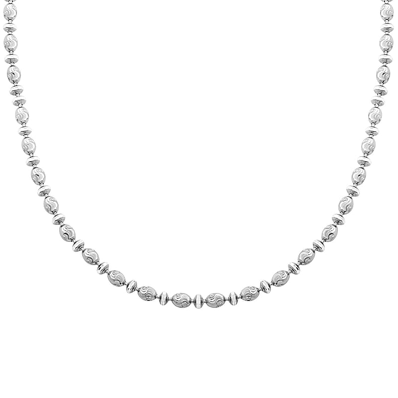 Italian Rhodium Over Sterling Silver Diamond-cut Saturno Chain Necklace 18 Inches 12.1 Grams
