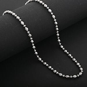 Italian Rhodium Over Sterling Silver Diamond-cut Saturno Chain Necklace 18 Inches 12.1 Grams