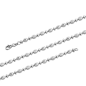 Italian Rhodium Over Sterling Silver Diamond-cut Saturno Chain Necklace 18 Inches 12.1 Grams