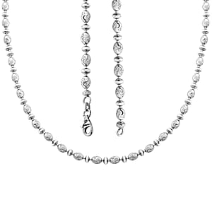 Italian Rhodium Over Sterling Silver Diamond-cut Saturno Chain Necklace 18 Inches 12.1 Grams