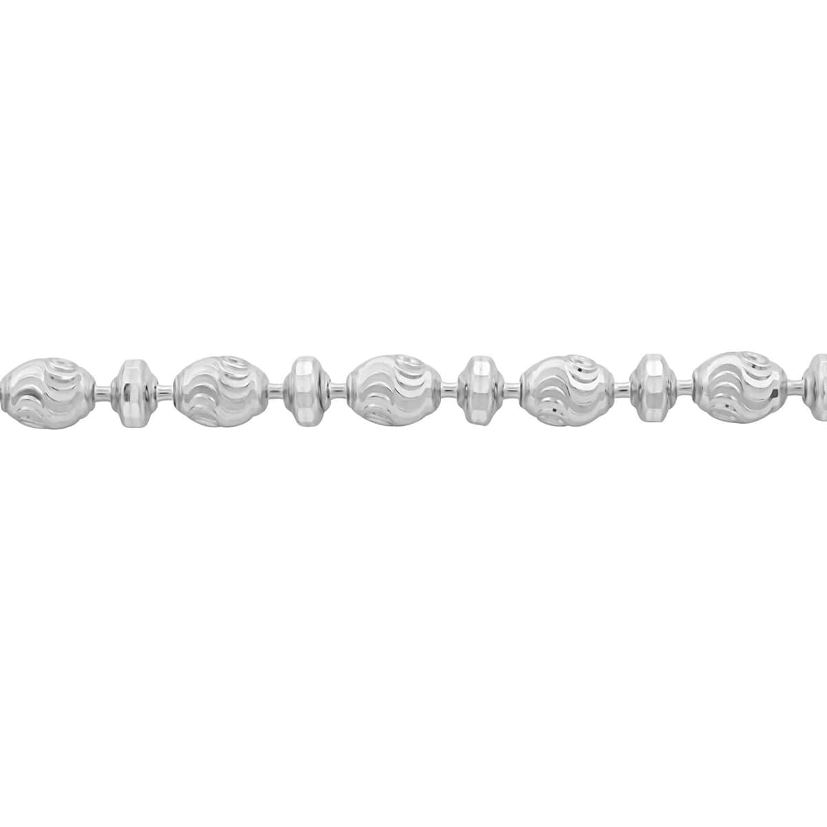 Italian Rhodium Over Sterling Silver Diamond-cut Saturno Chain Bracelet (7.50 In) 5.20 Grams image number 3