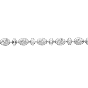 Italian Rhodium Over Sterling Silver Diamond-cut Saturno Chain Bracelet (7.50 In) 5.20 Grams