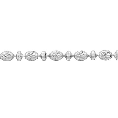Italian Rhodium Over Sterling Silver Diamond-cut Saturno Chain Bracelet (7.50 In) 5.20 Grams