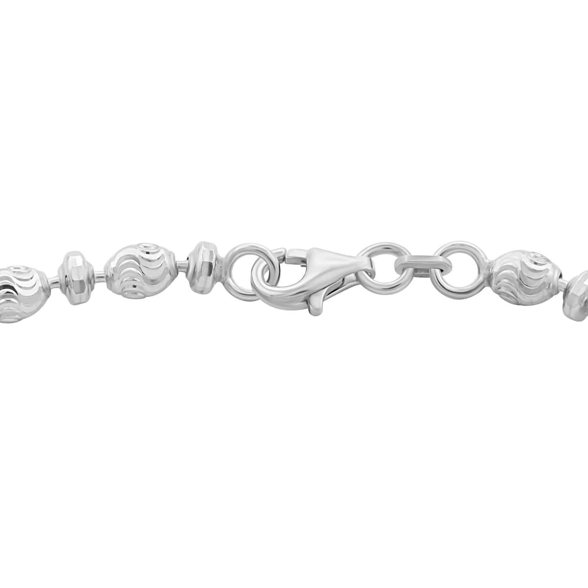 Italian Rhodium Over Sterling Silver Diamond-cut Saturno Chain Bracelet (7.50 In) 5.20 Grams image number 4