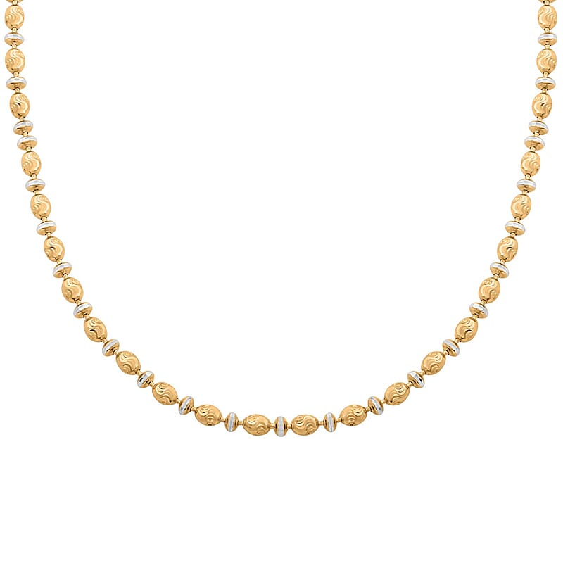 Italian 14K YG Over and Sterling Silver Saturno Diamond-cut Typhoon Chain Necklace 18 Inches 12.10 Grams