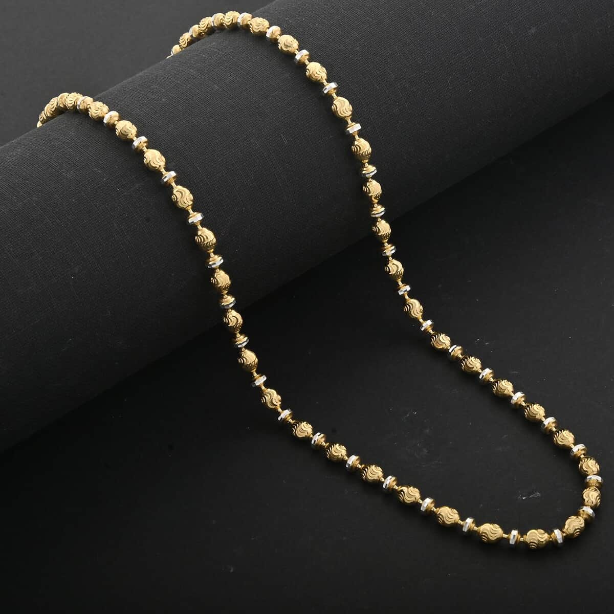 Italian 14K YG Over and Sterling Silver Saturno Diamond-cut Typhoon Chain Necklace 18 Inches 12.10 Grams image number 1