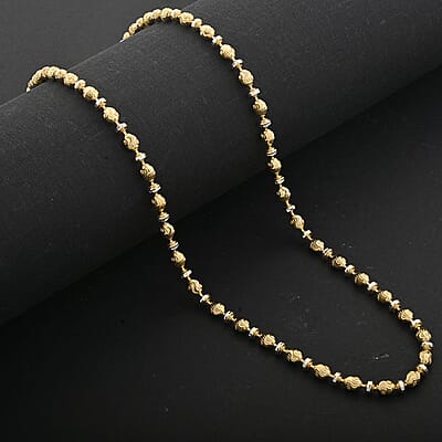 Italian 14K YG Over and Sterling Silver Saturno Diamond-cut Typhoon Chain Necklace 18 Inches 12.10 Grams