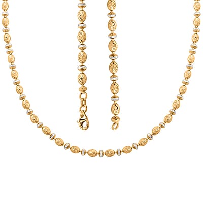 Italian 14K YG Over and Sterling Silver Saturno Diamond-cut Typhoon Chain Necklace 18 Inches 12.10 Grams