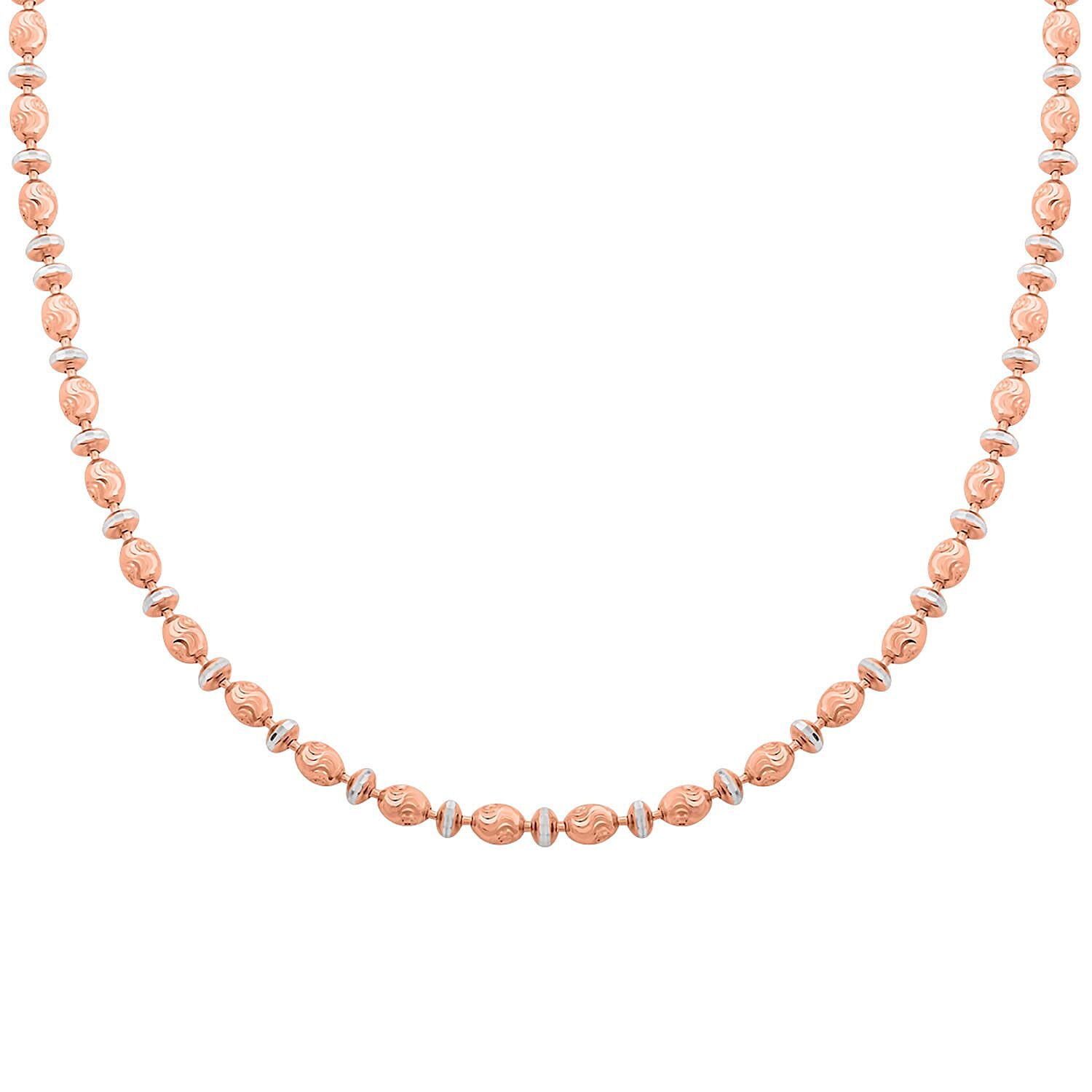 Italian 14K RG Over and Sterling Silver Saturno Diamond-cut Typhoon Chain Necklace 18 Inches 12.1 Grams