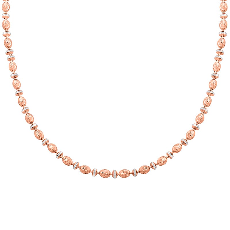 Italian 14K RG Over and Sterling Silver Saturno Diamond-cut Typhoon Chain Necklace 18 Inches 12.1 Grams