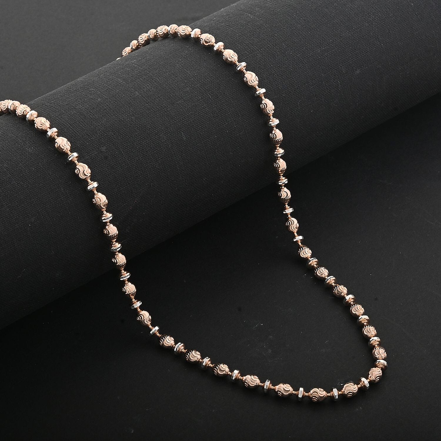 Italian 14K RG Over and Sterling Silver Saturno Diamond-cut Typhoon Chain Necklace 18 Inches 12.1 Grams