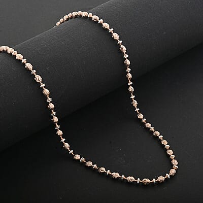 Italian 14K RG Over and Sterling Silver Saturno Diamond-cut Typhoon Chain Necklace 18 Inches 12.1 Grams