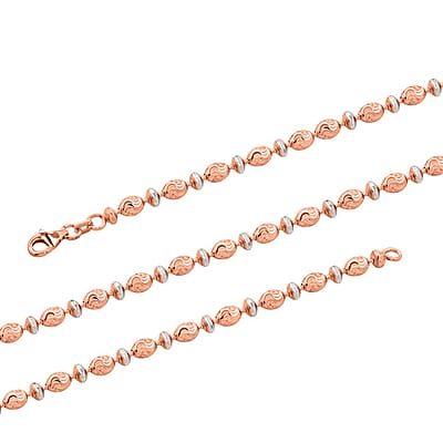 Italian 14K RG Over and Sterling Silver Saturno Diamond-cut Typhoon Chain Necklace 18 Inches 12.1 Grams
