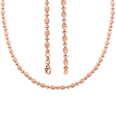 Italian 14K RG Over and Sterling Silver Saturno Diamond-cut Typhoon Chain Necklace 18 Inches 12.1 Grams