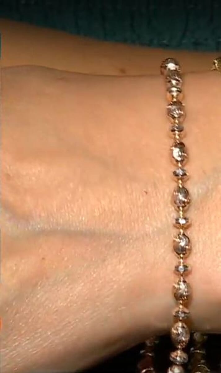 Italian 14K Rose Gold Over and Sterling Silver Saturno Diamond-cut Typhoon Chain Bracelet (7.50 In) 5.20 Grams image number 1