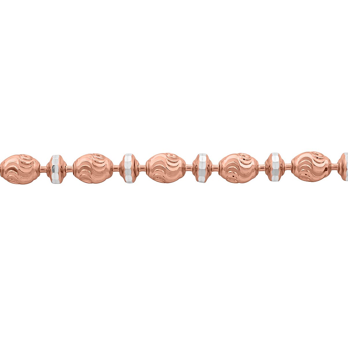Italian 14K Rose Gold Over and Sterling Silver Saturno Diamond-cut Typhoon Chain Bracelet (7.50 In) 5.20 Grams image number 3