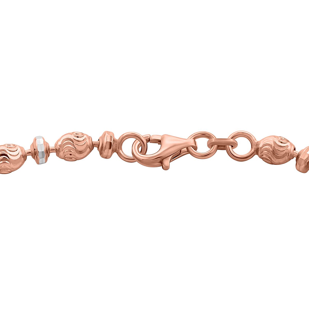 Italian 14K Rose Gold Over and Sterling Silver Saturno Diamond-cut Typhoon Chain Bracelet (7.50 In) 5.20 Grams image number 4