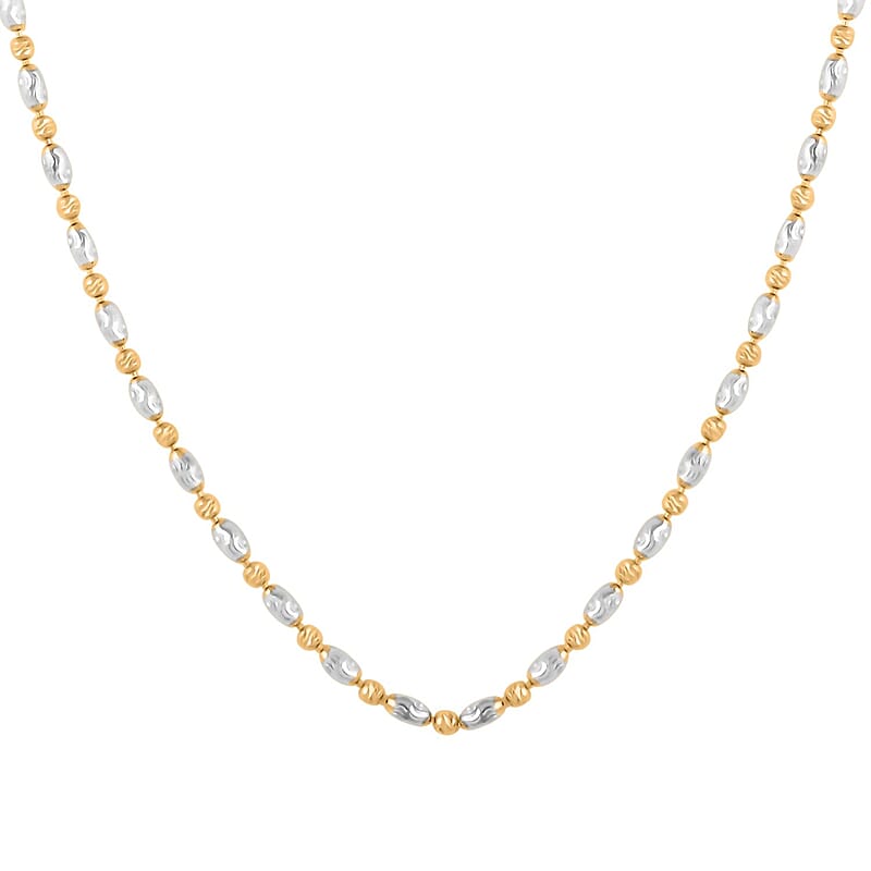 Italian 14K YG Over and Sterling Silver Typhoon Chain Necklace 18 Inches 4.80 Grams