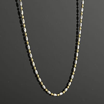 Italian 14K YG Over and Sterling Silver Typhoon Chain Necklace 18 Inches 4.80 Grams