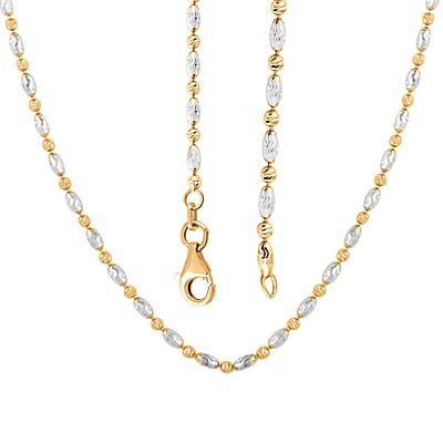Italian 14K YG Over and Sterling Silver Typhoon Chain Necklace 18 Inches 4.80 Grams