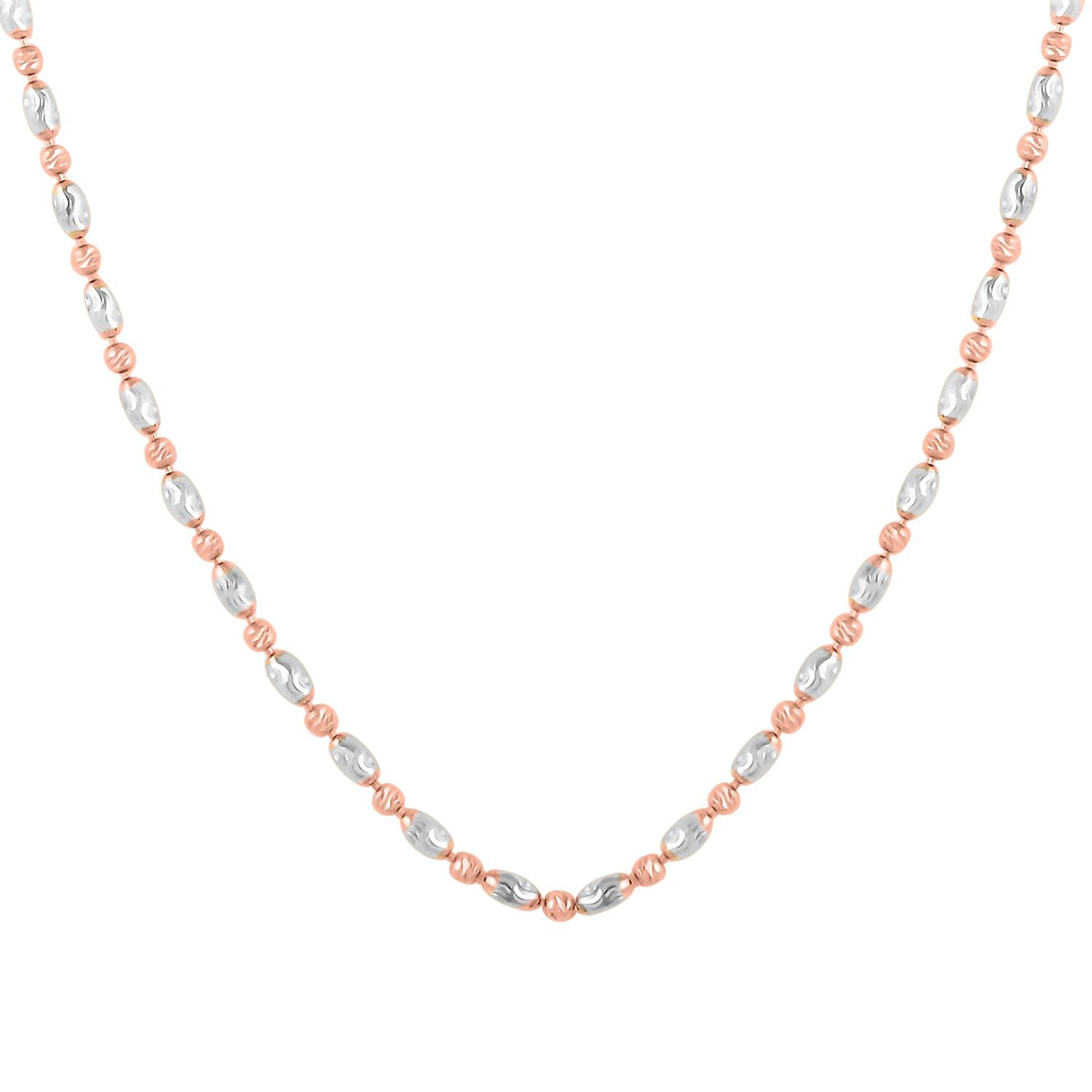 Italian 14K RG Over and Sterling Silver Typhoon Chain Necklace 18 Inches 4.80 Grams