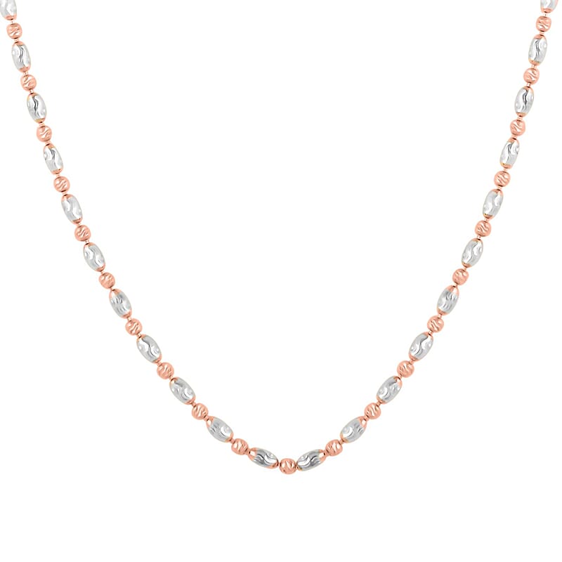 Italian 14K RG Over and Sterling Silver Typhoon Chain Necklace 18 Inches 4.80 Grams