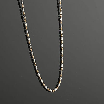 Italian 14K RG Over and Sterling Silver Typhoon Chain Necklace 18 Inches 4.80 Grams