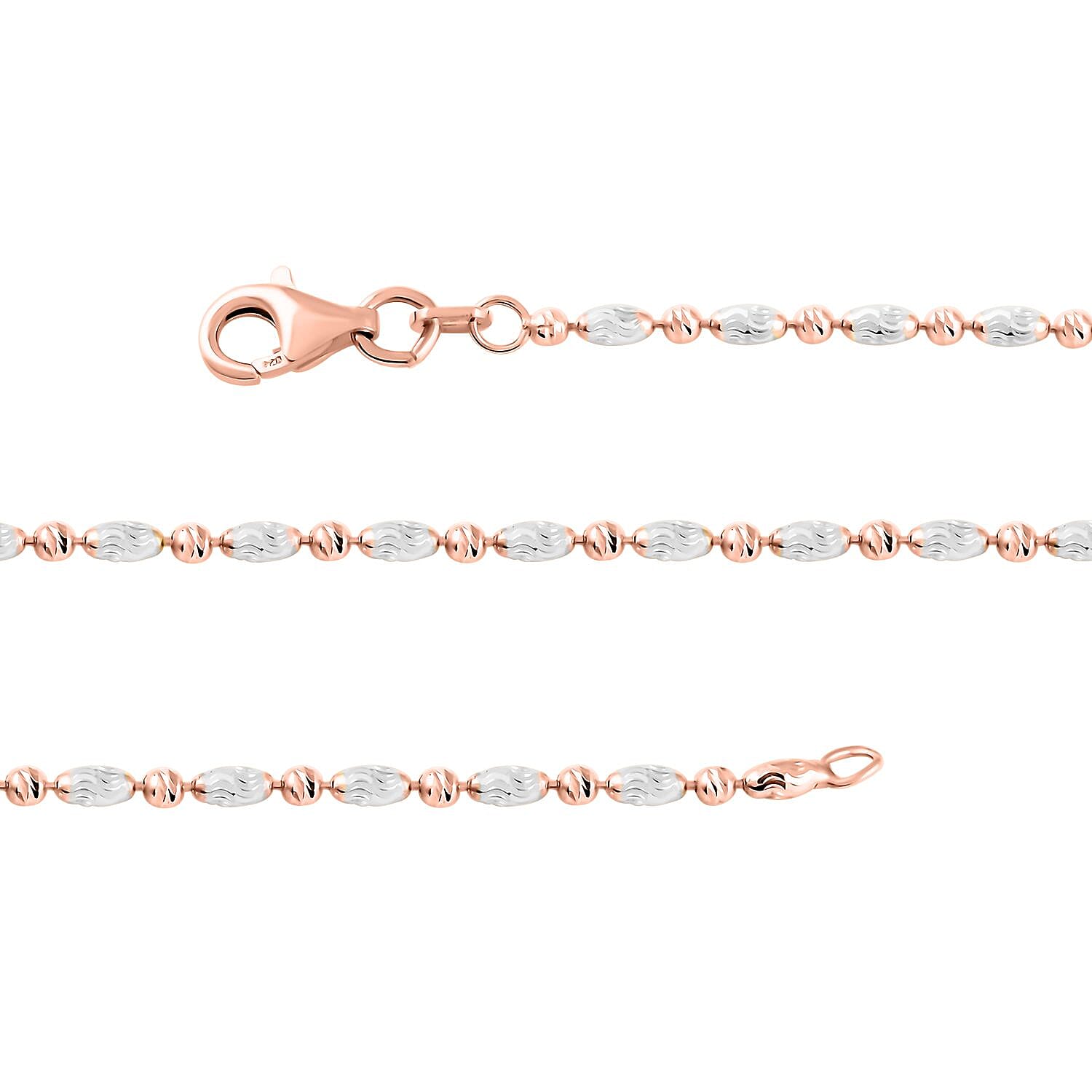 Italian 14K RG Over and Sterling Silver Typhoon Chain Necklace 18 Inches 4.80 Grams