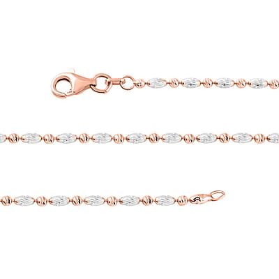 Italian 14K RG Over and Sterling Silver Typhoon Chain Necklace 18 Inches 4.80 Grams