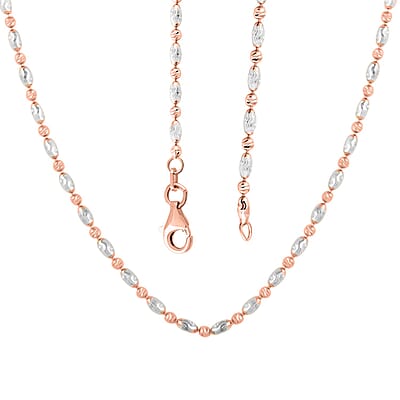 Italian 14K RG Over and Sterling Silver Typhoon Chain Necklace 18 Inches 4.80 Grams